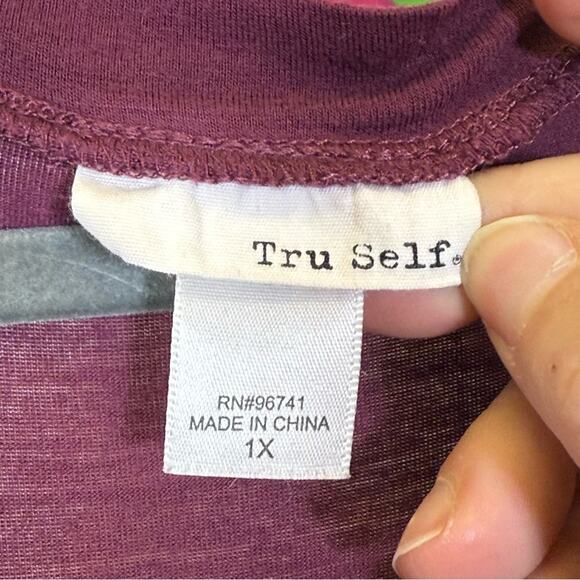 Tru Self, Color Block Shirt, Faux Suede Pocket. Size 1X. Good used condition! - Picture 4 of 7